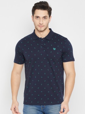 DUKE Printed Men Polo Neck Blue T-Shirt