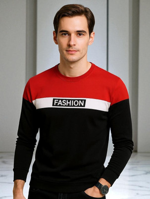 Autna Printed Men Round Neck Red, Black T-Shirt