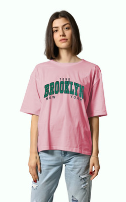 HouseOfCommon Graphic Print Women Round Neck Pink T-Shirt