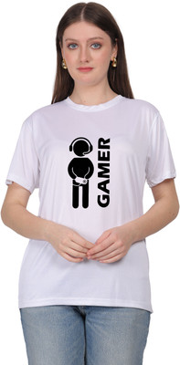 jyoti enterprises Printed Women Round Neck White T-Shirt