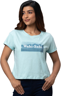 Globus Typography, Graphic Print Women Round Neck Blue T-Shirt