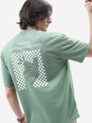 KETCH Printed Men Round Neck Green T-Shirt