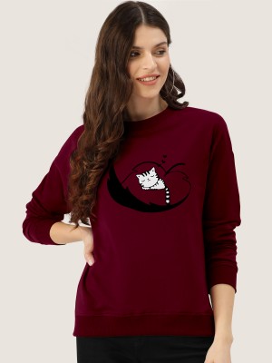 ZentWorld Printed Women Round Neck Maroon T-Shirt