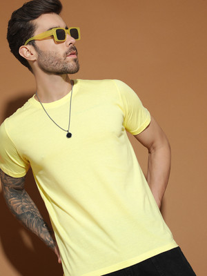 EPPE Solid Men Round Neck Yellow T-Shirt