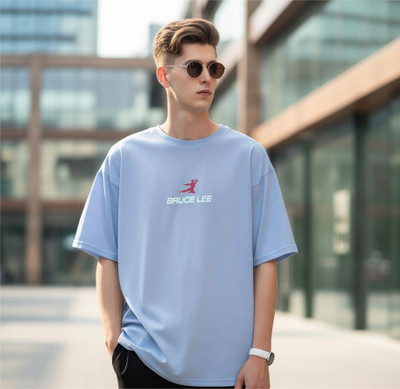 shhop Printed Men Round Neck Purple T-Shirt