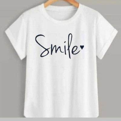 TARSHI Printed, Typography Women Round Neck White T-Shirt