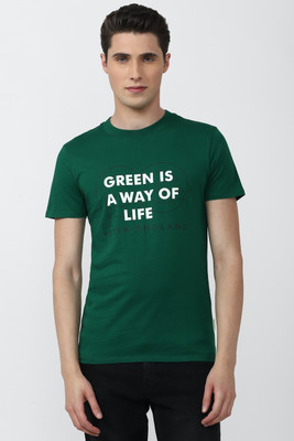 PETER ENGLAND Printed Men Round Neck Green T-Shirt