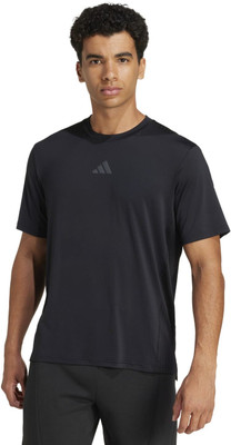 ADIDAS Solid Men Crew Neck Black T-Shirt