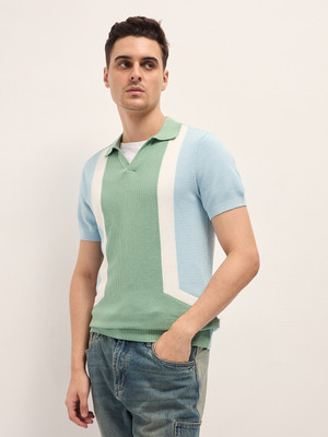 THE BEAR HOUSE Striped Men Polo Neck Multicolor T-Shirt
