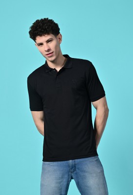 Star Fox Solid Men Polo Neck Black T-Shirt