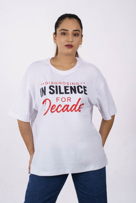 Bandar Baant Printed Women Round Neck White T-Shirt