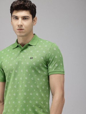 Arrow Sport Printed Men Polo Neck Green T-Shirt