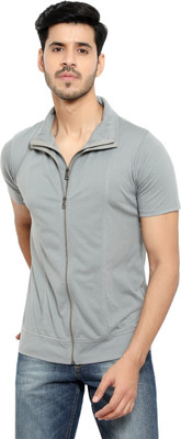 Adorbs Trend Solid Men Polo Neck Grey T-Shirt