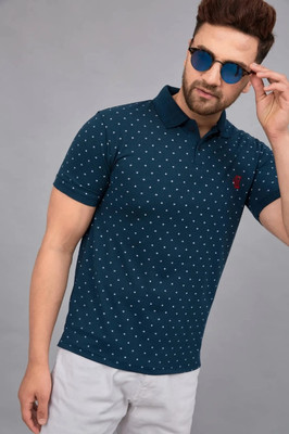 VIshalknitwears Printed Men Polo Neck Dark Green T-Shirt