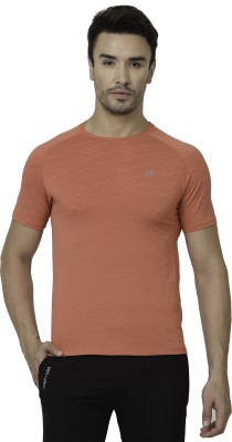 Xunner Solid Men Round Neck Brown T-Shirt