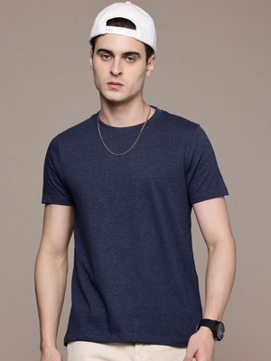 Moda Rapido Solid Men Round Neck Red, Navy Blue T-Shirt