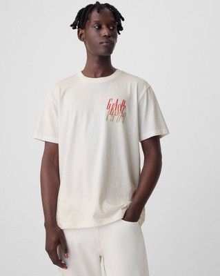GAP Graphic Print Men Round Neck White T-Shirt