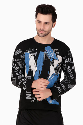 SM SHAYAM CREATION Printed, Typography Men Round Neck Black T-Shirt