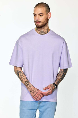 Snitch Solid Men Round Neck Purple T-Shirt
