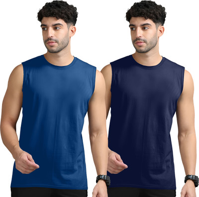 Moordale Solid Men Round Neck Dark Blue T-Shirt