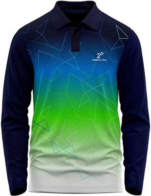 lookswala Printed Men Polo Neck Multicolor T-Shirt