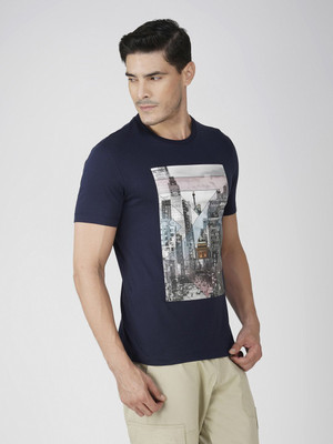 Zvezda Printed Men Round Neck Dark Blue T-Shirt
