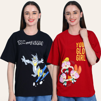 DreamBe Printed Women Round Neck Multicolor T-Shirt