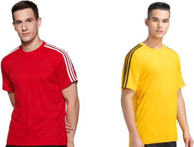 orxx Striped Men Round Neck Red, Yellow T-Shirt