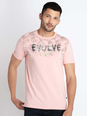Status Quo Printed, Typography Men Round Neck Pink T-Shirt