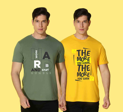 WOOSTRO Printed Men Round Neck Multicolor T-Shirt