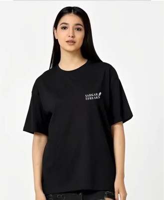 Sarkar freaks Printed Women Round Neck Black T-Shirt