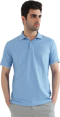 PARK AVENUE Geometric Print Men Polo Neck Blue T-Shirt