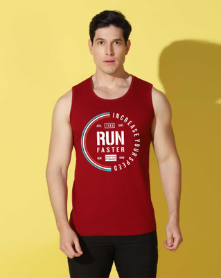 WOOSTRO Printed Men Scoop Neck Maroon T-Shirt