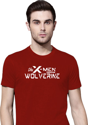 Organic Chics Typography Men Round Neck Maroon T-Shirt