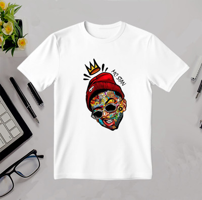 Think Tech Printed Men Round Neck White T-Shirt