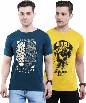 Texman Graphic Print Men Round Neck Multicolor T-Shirt
