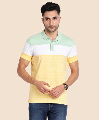 INDIAN TERRAIN Colorblock Men Polo Neck Yellow T-Shirt