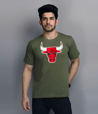 Clickwell Trend Printed Men Round Neck Dark Green T-Shirt