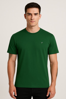 TT THE TEE Printed Men Round Neck Dark Green T-Shirt
