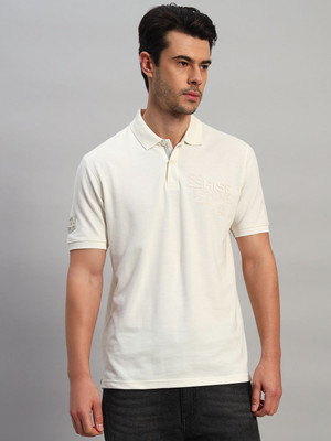 CANTABIL Printed Men Polo Neck Beige T-Shirt