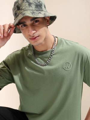 HIGHLANDER Solid Men Round Neck Green T-Shirt