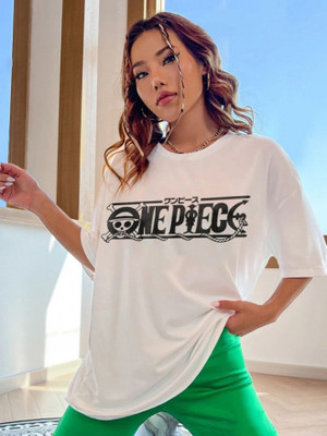 Lasmo Graphic Print Women Round Neck White T-Shirt