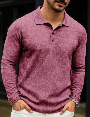 Force Solid Men Polo Neck Pink T-Shirt