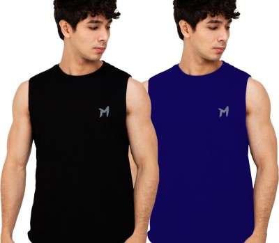 HouseOfCommon Printed Men Round Neck Blue, Black T-Shirt