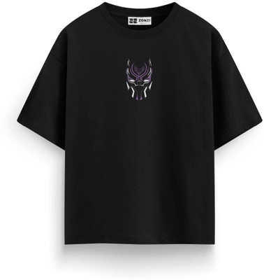 ZONZI Graphic Print, Superhero Men Round Neck Black T-Shirt