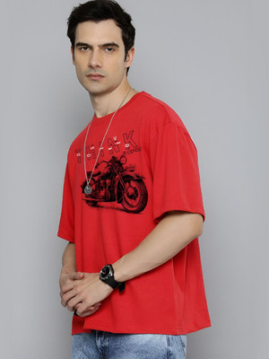 R.Code by The Roadster Life Co. Graphic Print Men Round Neck Red T-Shirt