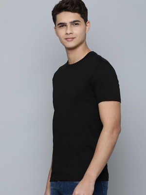 London Crew Solid Men Round Neck Black T-Shirt