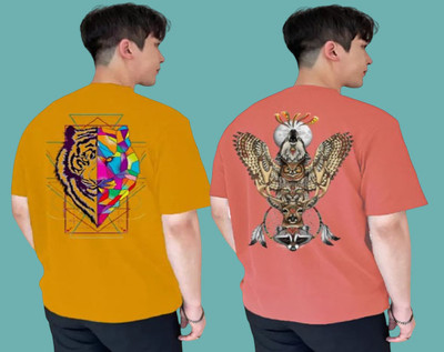 Kintu Parantu Printed Men Round Neck Multicolor T-Shirt