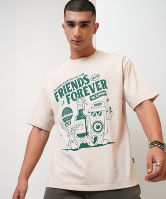 HIGHLANDER Printed Men Round Neck White T-Shirt