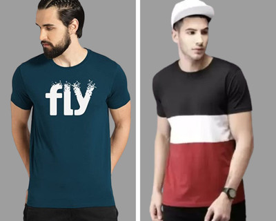 ATTITUDE START OF FASHION Printed Men Round Neck Multicolor T-Shirt
